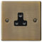 Hamilton Hartland Antique Brass 1 Gang 5A Unswitched Socket with Black Insert