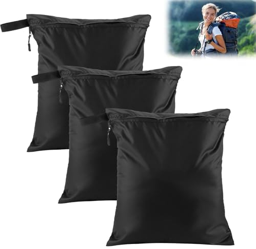 AIVORO 3 Piezas Bolsa ropa Mojada Piscina 50cm x 60cm, Reutilizable Bolsa Impermeable Piscina, Bolsa Impermeable Bebe, Bolsa Pañales Bebe con Cremallera, Adecuado Guarda Trajes de Baño y Ropa Sucia