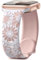 Maledan Floral Gravierte Armband Kompatibel mit Apple Watch Armband 41mm 40mm 38mm 42mm Damen, Zweifarbige Blume Weiches Silikon Sport Ersatzband für iWatch SE Series 10 9 8 7 6 5 4 3 2 1, Weiß/Rosa