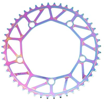 Platos para bicicletas Plato de bicicleta plegable, dientes anchos y estrechos, 130BCD, 46, 48, 50, 52, 56, 58T, piñón de aleación de aluminio, juego de bielas for bicicleta BMX ( Color : 48T colorful