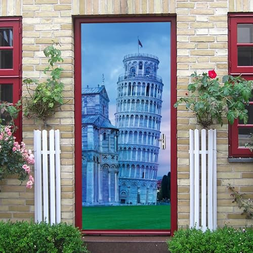 3D Türaufkleber Europäischer Schiefer Turm 90 X 210 Cm Selbstklebendes Wandbild Hauptdekoration Kunst Aufkleber Schlafzimmer Wohnzimmer Abnehmbares Poster Türaufkleber - Kinderzimmer Wohnzimm -2I7I4G1