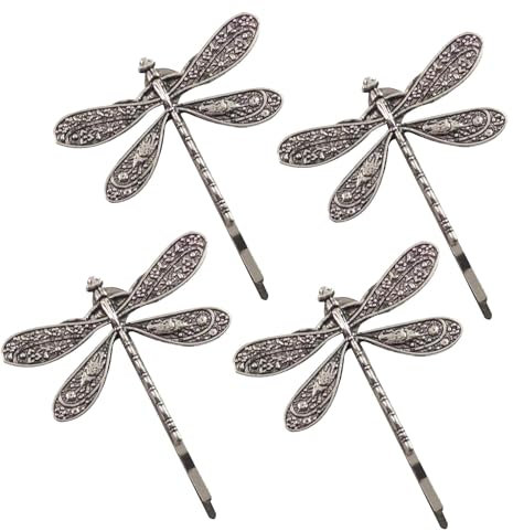 4 silberfarbene Libellen-Haarspangen, Hochzeit, Retro, Antik-Haarspange, Braut-Kopfschmuck, Kopfschmuck, Styling-Zubehör für Mädchen, Damen, Haarnadeln, französische Stylingnadeln, Haar-Accessoires