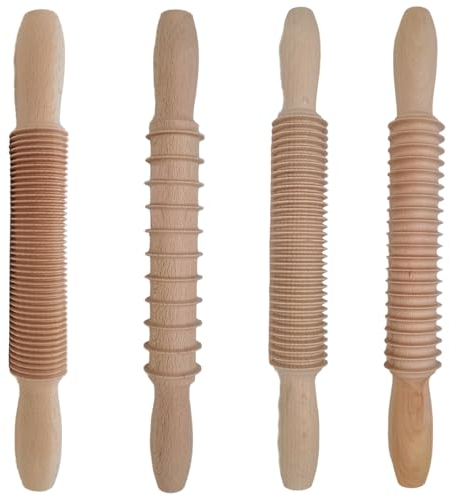 Set 4 mattarelli Taglia impasto pasta fresca spaghetti pappardelle tagliatelle fine e larghe in legno