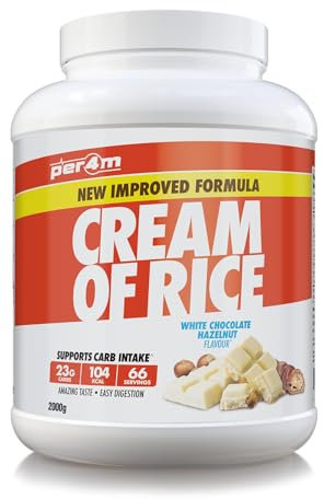 Per4m Cream Of Rice | 66 Servings | High Carbohydrate Cream Of Rice | Breakfast Replacement | Low Sugar Gym Supplements 2kg NEW IMPROVED FORMULA (White Chocolate Hazelnut)