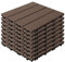 YOEVU - Set de 11 Baldosas de Exterior de Madera Composite WPC, 1m², Baldosas de Terraza, Patio y Jardín, Antideslizantes, Resistentes al Agua, 30x30cm, Marrón Café