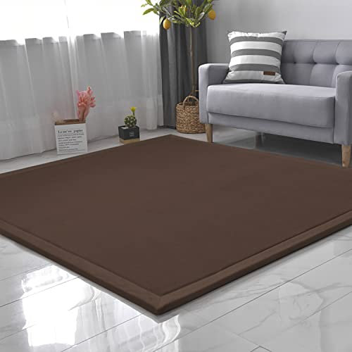CASTLYE Kinderteppich Korallensamtteppich Teppiche Fürs Kinderzimmer Matten Teppich Anti Rutsch Unterlage Teppich Wohnzimmer, Braun, 80x150cm