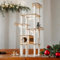 Mekidulu Cat tree - 185CM Cat tree for indoor cats with 14 White Scratching Posts, 1 house,3 Transparent space capsule,3 Perches, 1 Caves,Wooden cat tree(Log color 8782)