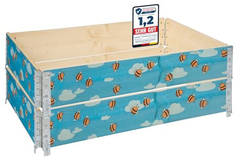 Garronda Holzaufsatzrahmen mit Print – Hochbeete für Pflanzen Blumen Kräuter Obst und Gemüse Aufbewahrungskiste aus Holz mit dekorativem Druck GD-0075 (120x80x20 cm, Biene mit Hintergrund, 2St)