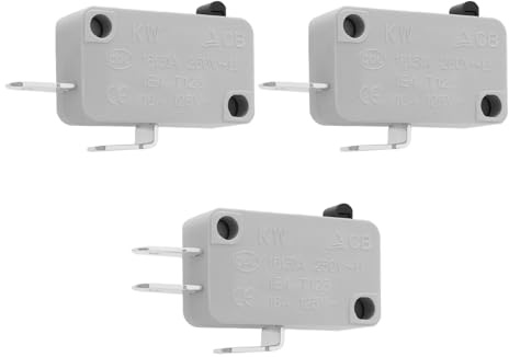 ECSiNG Interrupteur Verrouillage de Porte Four à Micro-ondes 16A 125/250V Contact Argenté Interrupteur Porte 2 Pièces Interrupteur Sécurité Normalement Ouvert Et 1 Pièce 3 Pieds Insertion