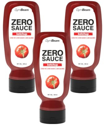 GymBeam Ketchup Zero 320 ml, Salsa Zero, Ketchup Senza Zucchero, Solo 9 Kcal per 100ml, Gusto Delizioso, Consistenza Cremosa, Ottimo con Verdure, Carne e Pasta (320 ml (3er pack))