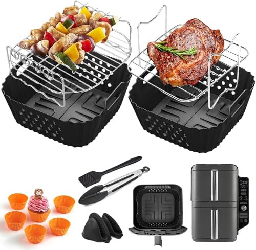 Accessoire de friteuse à air chaud Ninja Double Stack 7,6 l Airfryer SL300EU - Moule en silicone - Accessoire pour friteuse à air chaud Ninja SL300EU - Accessoires pour friteuse à air chaud à double