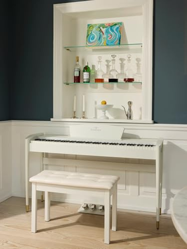 Sonora 3 E-Piano, 88 Gewichtetes Tasten, Home Piano mit Ständer, Dreifachpedal, Notenständer, USB MIDI und Kopfhöreranschluss, Ohne Bank, Weiß
