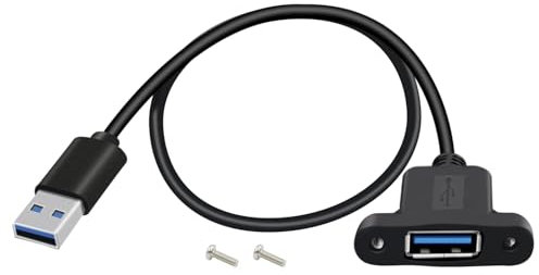 HuaLiSiJi Cavo USB 3.0 per Montaggio a Pannello Prolunga USB Maschio Femmina per Chiavetta USB, Mouse, Tastiera, Stampante, Videocamera (Nero, 1.5 m)