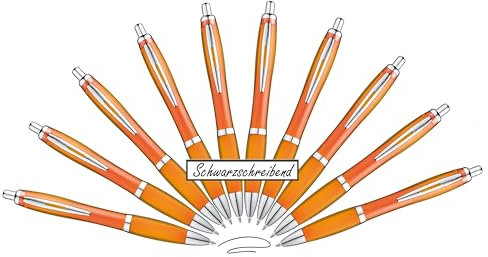 Libetui 10 Stück ergonomische Kugelschreiber orange rutschfeste Griffzone Druckkugelschreiber Orange Großraumine Schwarz schwarzschreibend Kulis Orange