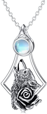 HARMONY BOLA Drachen/Wolf Halskette 925 Sterling Silber Drachen/Wolf Anhänger Tierschmuck für Herren Damen