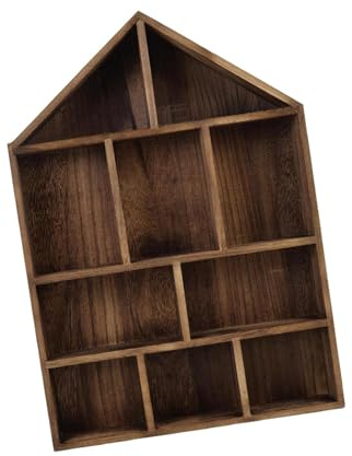 YWJLQH Wandregal Holz 10 Fächer Ausstellungsregal Hängeregal Sammelfiguren Organizer Massivholz für Wohnung Diele Cottage, Dunkelbraun