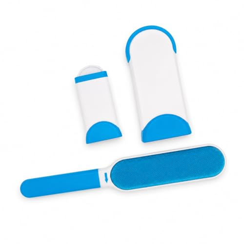 Pet Hair Remover Lint Brush with Self-Cleaning Base – Reusable Fur & Fluff Remover for Clothes, Carpets, Sofas & Upholstery, Ideal for Dog, Cat & Rabbit Hair (Blue)