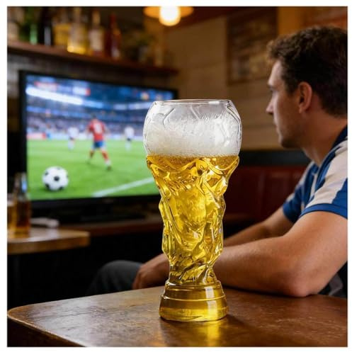 Verres à Bière pour Coupe Du Monde, 800ml Soirée Football Accessoires, Cadeau Homme Foot Cadeaux pour Homme,Papa,Fête des Pères
