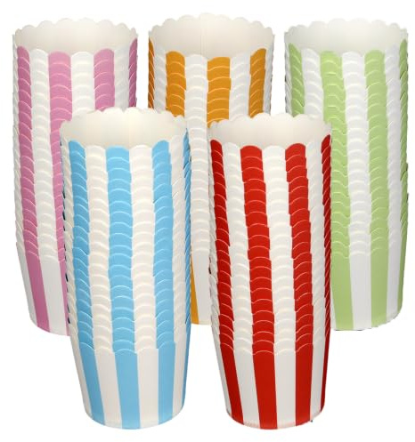 Pirottini di carta per muffin, 100 pezzi, colorati | Pirottini di carta per muffin e cupcake, per forno, friggitrice ad aria calda, microonde (rosa, blu, verde, rosso, giallo)