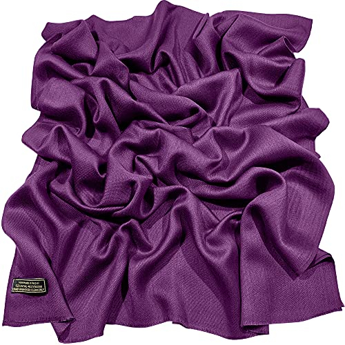CJ Apparel Violett Normallack Design Nepalesischer Fransenschal Schal Stola Wrap Pashmina NEU
