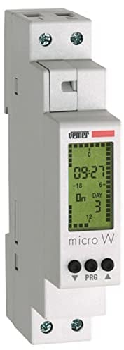 VEMER VE758200 MICRO W - Interruttore Orario Digitale, Programmazione Settimanale con Cavalieri Virtuali, 1 Modulo DIN, Bianco