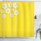 ABAKUHAUS Gelb Duschvorhang, Cartoon Frühlingsblumen, mit 12 Ringe Set Stielvoll Modern, 175x200 cm, Weiss Gelb