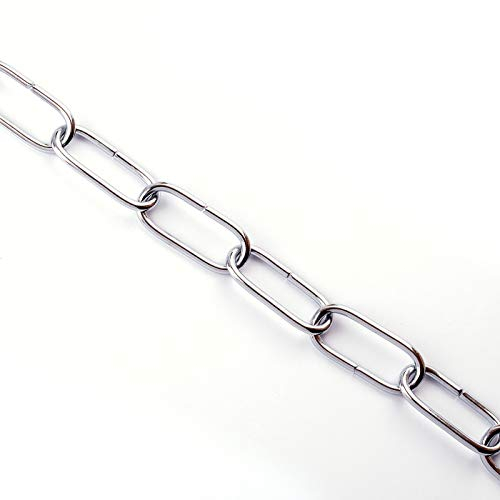 ORION LIGHTSTYLE Cadena para lámparas de araña, cadena de 1 m, cadena de eslabones redondos, cadena de metal (cromo, 4 mm)