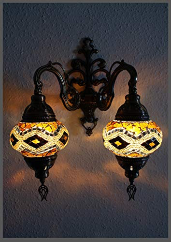 Samarkand - Lights Doppel Glas Wandleuchte Mosaiklampe Mosaik Wand Lampe Orientalische Lampe Wandlampe M