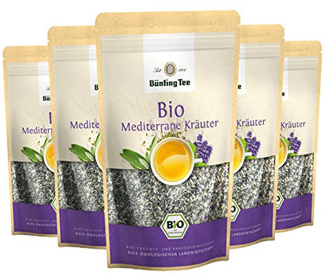 Bünting Tee Mediterrane Kräuter 6er Pack – loser Bio Kräutertee – 6 x 80g