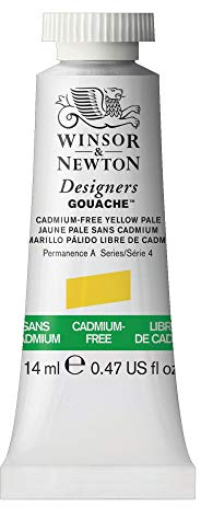 Winsor & Newton 605907 Designer Gouache - Kadmiumfrei Gelb Hell, 14ml Tube - matte deckende Gouachefarben, Ideal für Gouachemalerei, Brillante, lichtechte Farben mit großer Deckkraft
