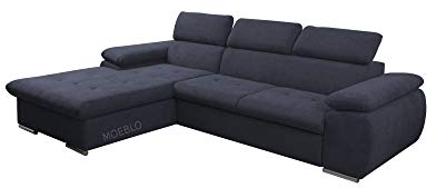 mb-moebel Ecksofa mit Schlaffunktion Eckcouch mit Bettkasten Sofa Couch L-Form Polsterecke für Wohnzimmer, Schlafsofa Sofagarnitur Wohnlandschaft - 284x196x99cm - NILUX (Anthrazit, Ecksofa Links)