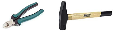 Brüder Mannesmann Seitenschneider 6 M10956 & Schlosserhammer 300 g, Silber, 160 mm, Zweikomponenten-Griff, Legierter Stahl