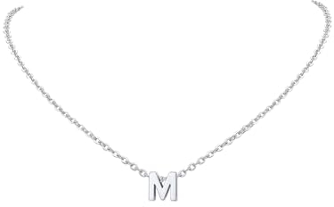 FindChic Buchstaben M Damen Kette mit Buchstaben Mini Alphabet Anhänger Silber M Anfangsbuchstaben Kette Edelstahl Initial Necklace für Mädchen Mama Freundin Familien
