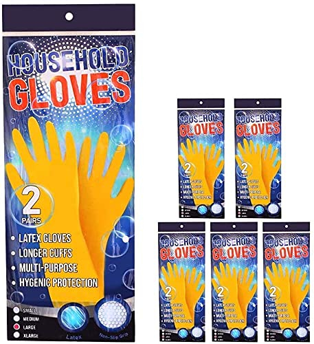 I LOVE FANCY DRESS Washing Up Gloves - 12 Pairs of Small Yellow Rubber Washing Up Gloves - Durable Everyday Use Household Gloves