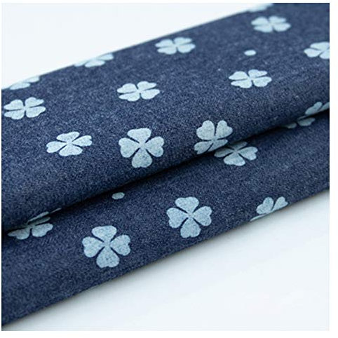 bandezid Reiner Baumwoll-Denim-Stoff Dünn waschbar Bedruckte Stoffhose Kleid DIY Kleidung Hemd Stoff