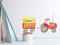GRAZDesign Wandtattoo Kinderzimmer Junge Rot, Traktor mit Anhänger und Namen, Babyzimmer personalisiert, Wandaufkleber Trecker Bauernhof Entfernbare Wandsticker / 53x30cm