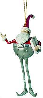Weihnachtsmann Gabenträger Weihnachten Baumschmuck Figur Deko Hänger Christbaumschmuck 16 cm (Silber-rot mit Geschenk)