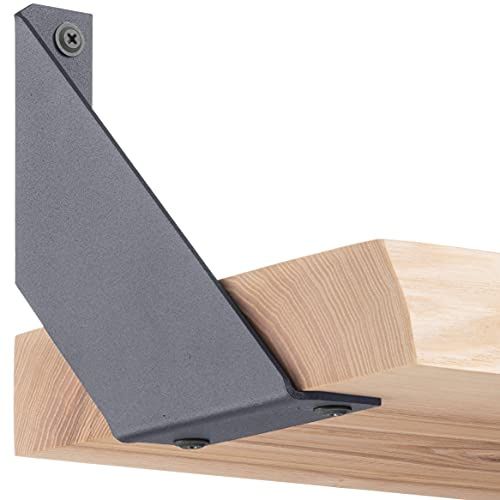 HOLZBRINK Regalträger Metall Regalhalter für Wandregal, Regalwinkel grau 150x150x30 mm, 4 Stück, HLR-V-150-7016