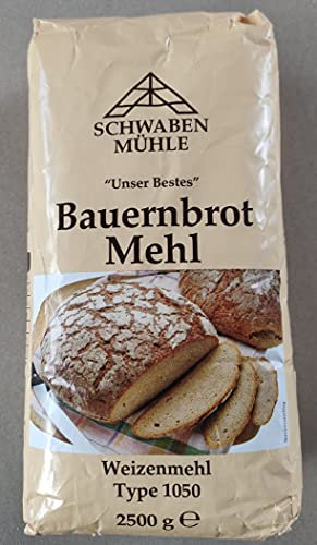 Schwabenmühle Weizenmehl Bauernbrotmehl T1050 Type 1050 - 2,50 kg Sack | Mehl aus Weichweizen, es eignet sich für Mischbrote und Backwaren im Haushalt.