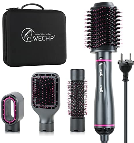 [5 in 1]WeChip Haartrockner Warmluftbürste, [Abnehmbar] Föhnbürste zum Trocknen, Volumisieren, Glätten, Locken, [Negative Ion] Heißluftbürste ​reduziert Frizz antistatisch,für alle Haartypen geeignet