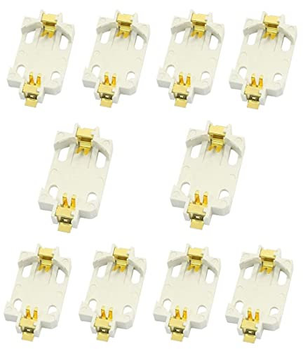 bnafes Sourcingmap CR2032 Knopfzellenfassung, SMD, Weiß, 10 Stück