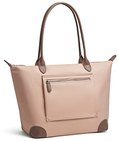 DORIS&JACKY Grand sac fourre-tout léger en cuir et nylon pour femme et sac à main de voyage pliable, 18-Rose clair, Large