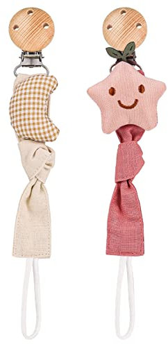 Bohoman Catenella Portaciuccio, 2 PCS Clip per Ciuccio Neonato Catena per ciuccio Bambino Clip Ciuccio Corda per Ciuccio con Clip per Ragazzi e Ragazze Lavabile Adatto a Tutti i Ciucci