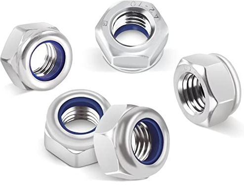 DIN985 tuercas hexagonales M4, Leryati 50 piezas tuercas de seguridad de acero inoxidable estándar A2 V2A M4, tuercas autobloqueantes, tuerca de acero inoxidable, tuercas de bloqueo