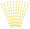 10 cannucce fantasia GIALLO con strisce oblique BIANCO - cannuccia in carta - 19,5cm - decorazione addobbo per feste, party, compleanno ecc.