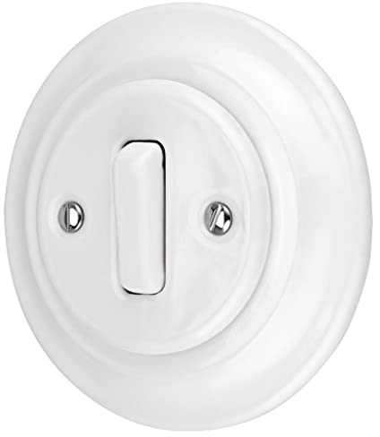 Unterputz Porzellan Retro Taster, Klingeltaster, All-in-One, Serie PR1 weiß