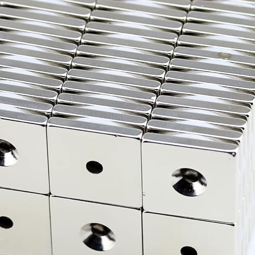 10 NEODYM Quader Magnete 20x20x3 mm 3,5 mm Bohrung Senkung Süd N40 5 KG Anschrauben Nickel