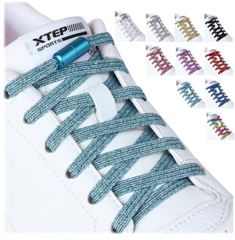 Olukssck 2 Paar Elastische Schnürsenkel Ohne Binden mit Metallkapseln, Schnürsenkel Schnellverschluss für Sneaker, Laufschuhe, Sporschuhe, 110cm, Blau