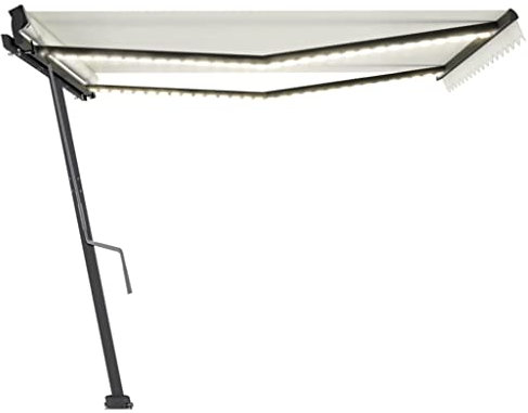 INLIFE 3069762 Store à Bras Articulé Rétractable Latéral Auvent Marquise avec LED 450 x 300 cm Crème 64,08 kg Par Vent Exterieur