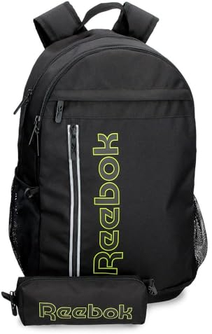 Reebok Adisson Rucksack + Schultasche, Schwarz, 30 x 48 x 15 cm, Polyester, 21,6 l, Schwarz, Talla única, Rucksack + Federmäppchen